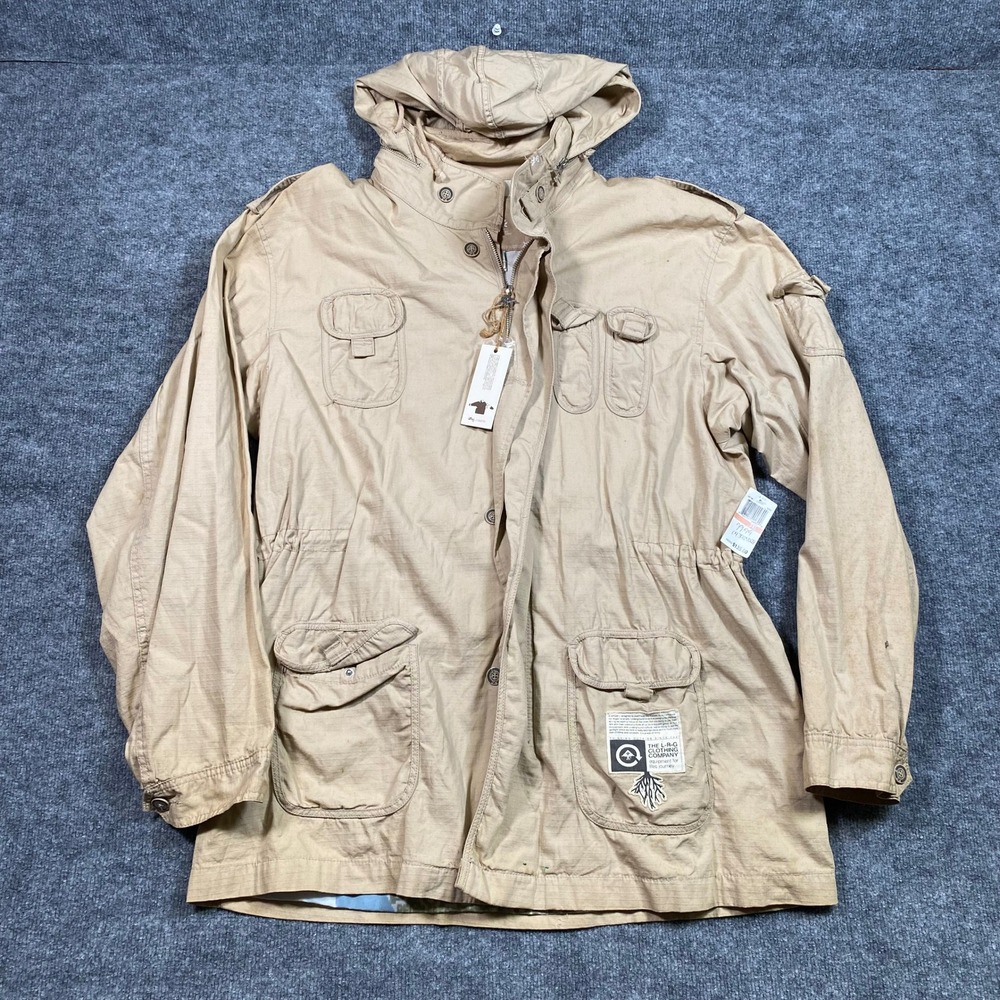 LRG Paradise City 3/4 Jacket Khaki Tan Ripstop Hooded Utility Parka G07140 3XL
